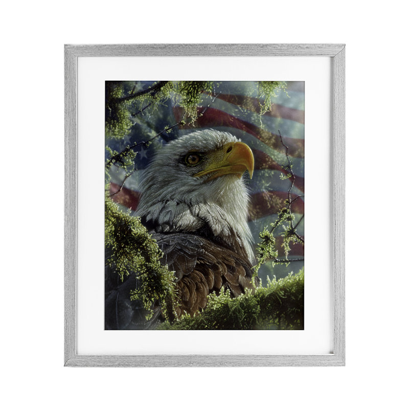 High & Mighty America, reproduction encadrée sous verre, conception de Collin Bogle, Cadre de ferme gris, H 16 po x l 13 po