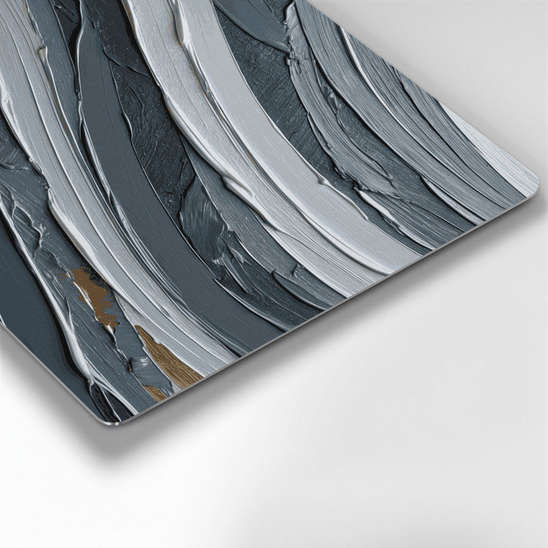 Art mural en métal gris diagonal, H 18 po x l 12 po