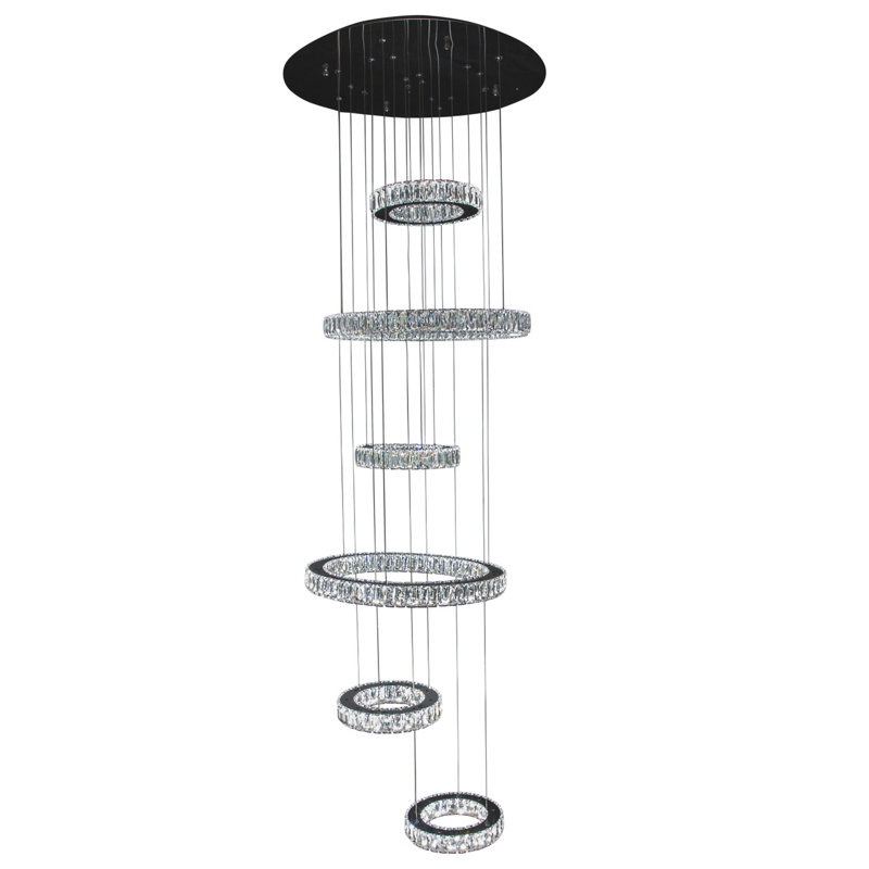 Galaxy 6-Ring LED Crystal Chandelier - Chrome