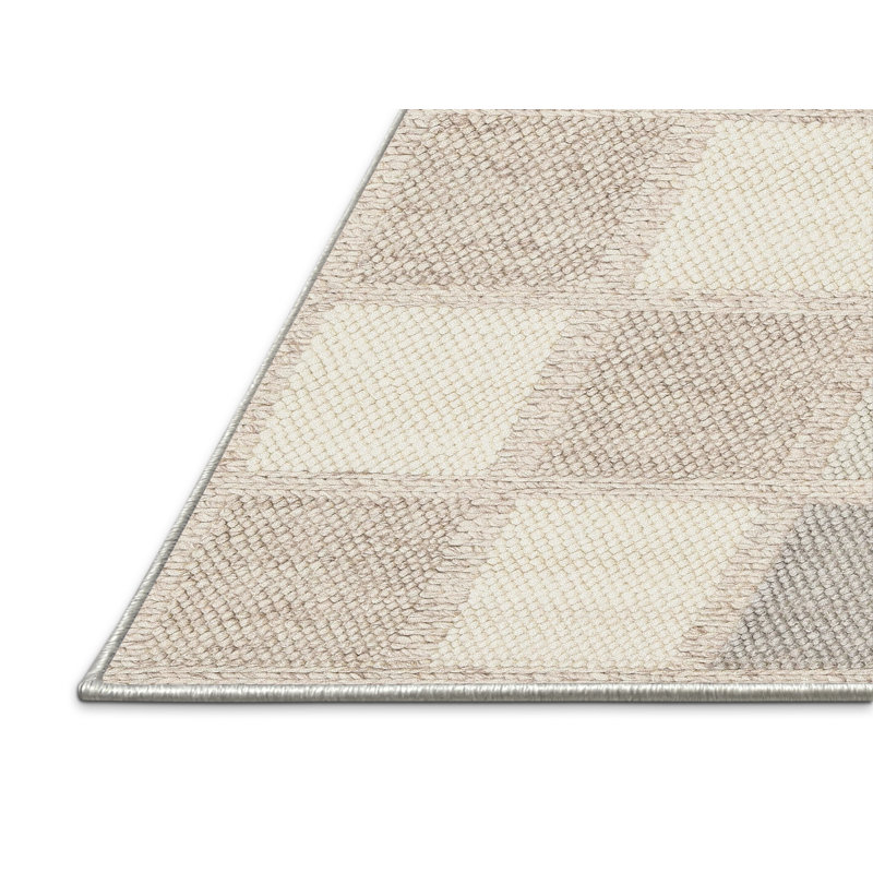 Tapis géométrique brun / beige / gris, Rectangle 2 pi x 5 pi