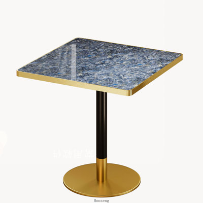 31.5 Inch Square Modern Tulip Dining Table with Sintered Stone Faux Marble Top and Stainless Steel Base