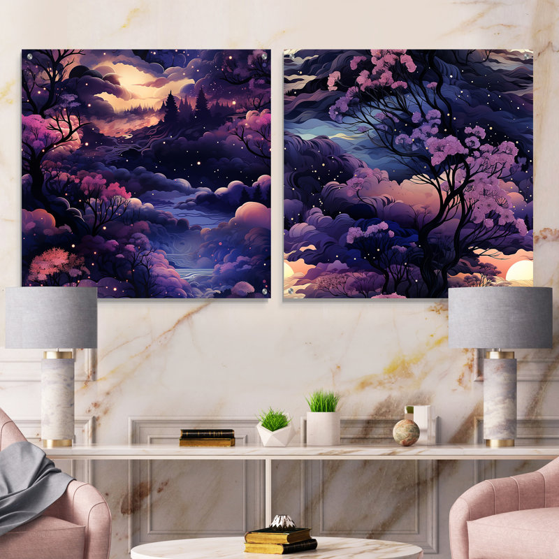 Espey - ensemble de 2 art mural en verre acrylique, H 30 po x l 61 po