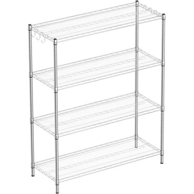4-Tier Adjustable Heavy Duty Metal Wire Shelving Unit For Versatile Storage In Office, Kitchen, Bedroom, Bathroom, Laundry, Pantry, Basement, And Garage