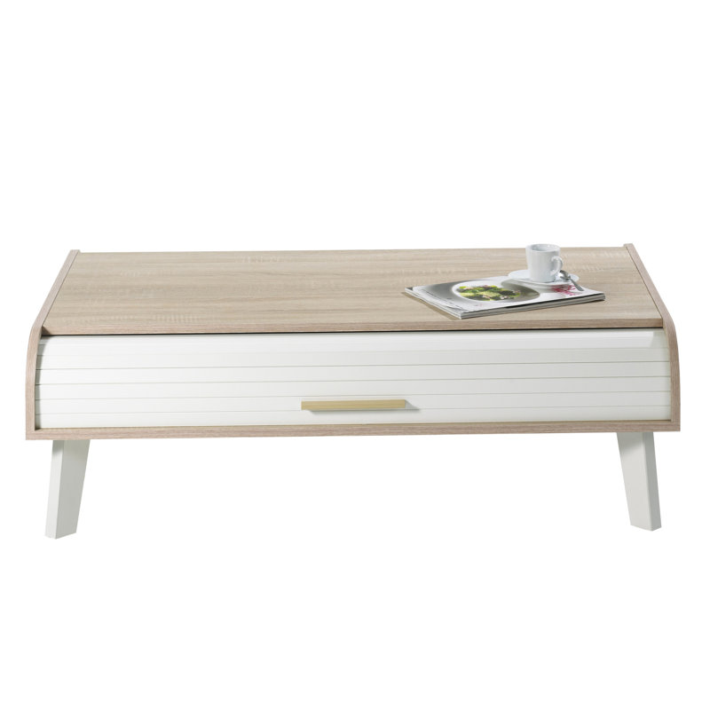 Caruso Four Leg Coffee Table with Storage, White, White