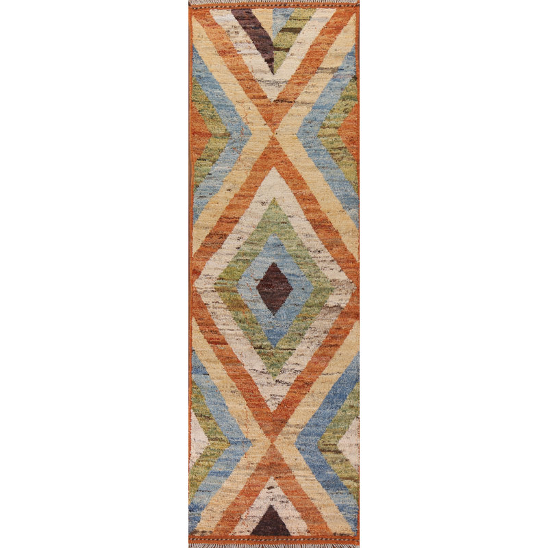 One-of-a-Kind 2'10" X 10'3" New Age Runner Wool Area Rug in Orange