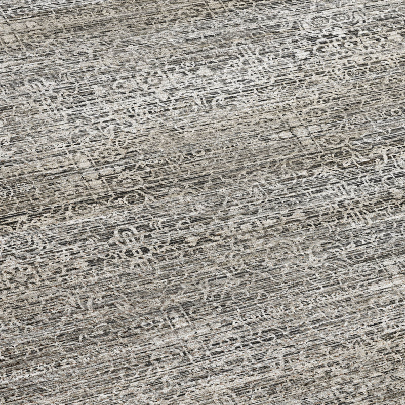 Tapis décontracté de qualité supérieure lavable à la machine Tirico ATI9, Argent, 5 pi x 7 pi 6 po