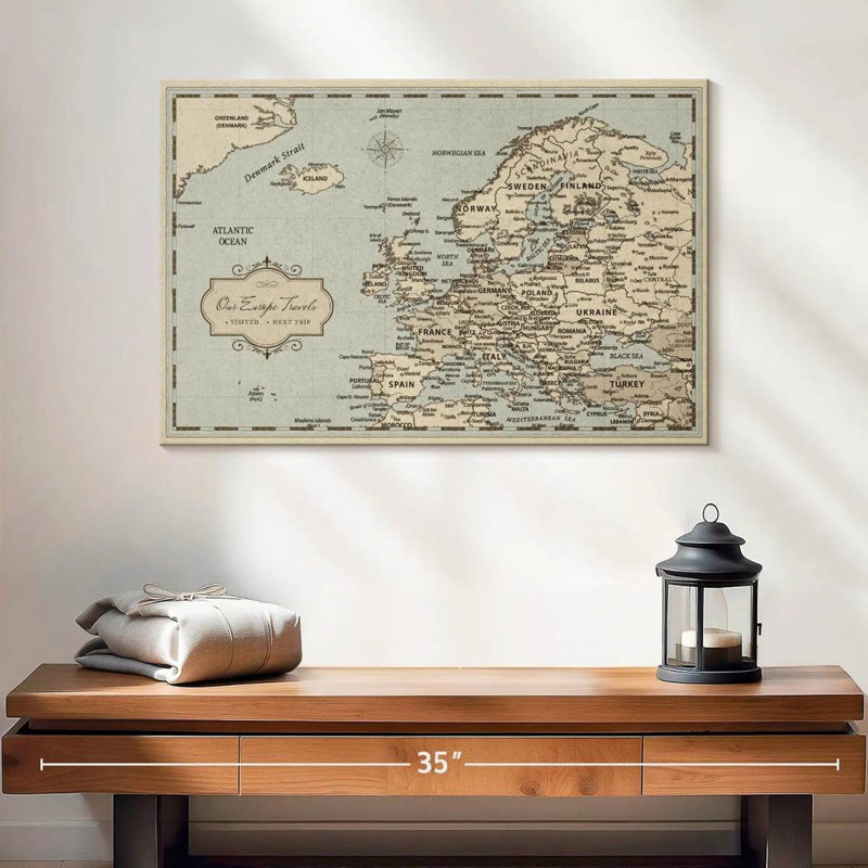 Épingle rétro Europe Continent Alvertia, H 16 po x l 24 po