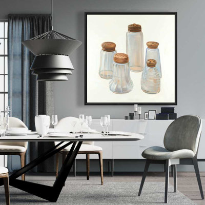 Salière et poivrière rétro - toile grise décorative