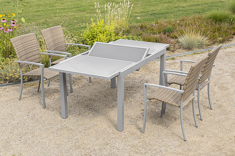 Ashmita 4 - Person Patio Dining Set with Extendable Rectangular Table