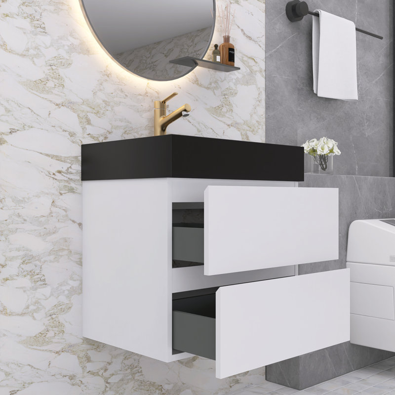 Ensemble de meuble-lavabo simple 24 po Najea, Blanc, Noir mat