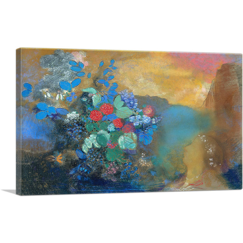«Ophelia parmi les fleurs 1905» par Odilon Redon, reproduction d'art sur toile tendue, H 18 po x l 26 po x P 0,75 po