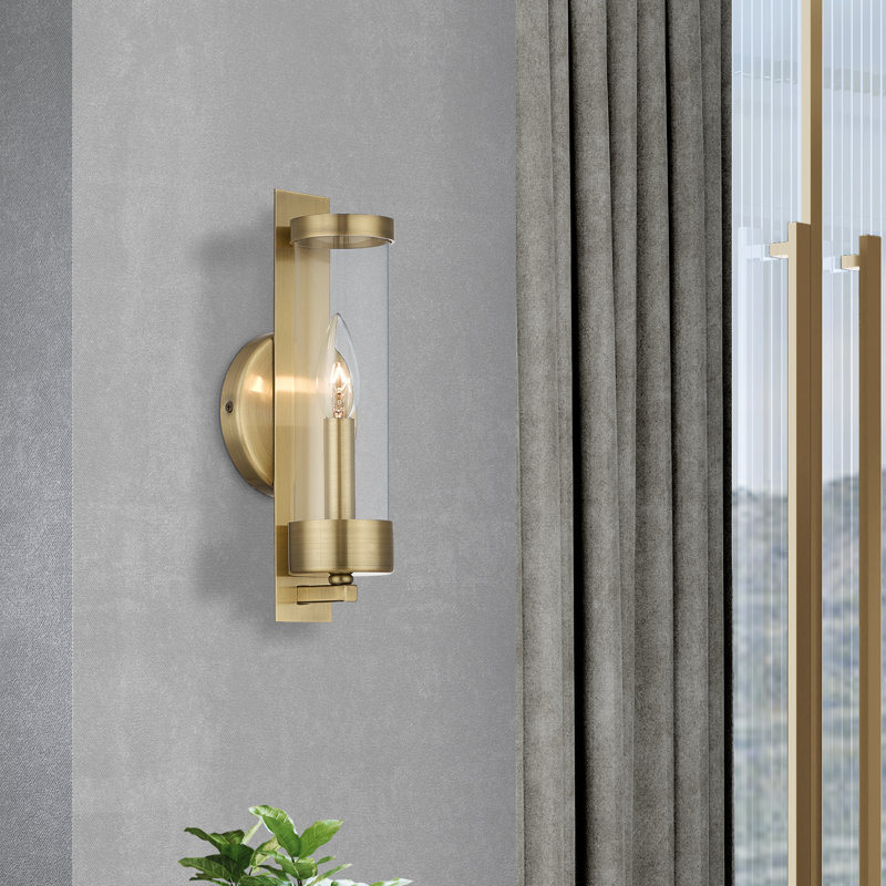 Bernd Steel Candle Wall Light, Antique Brass