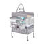 Table à langer pliable pour bébé avec hauteur réglable, 2 tiroirs en tissu, panier latéral et tringle, station de couches portable sur roues verrouillables, gris clair