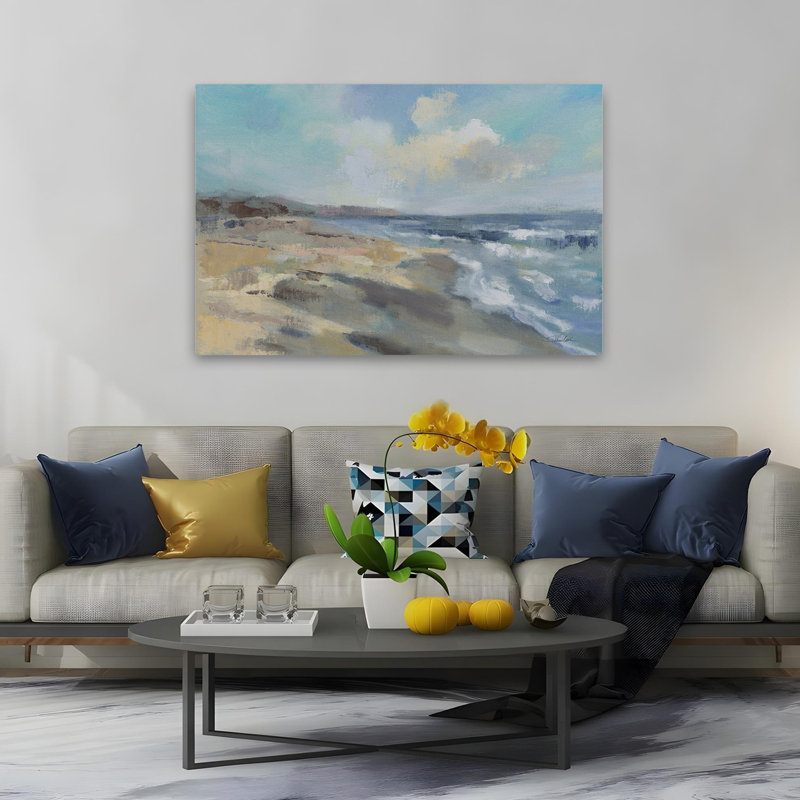 Plage contemporaine et côtière du matin, H 60 po x l 40 po