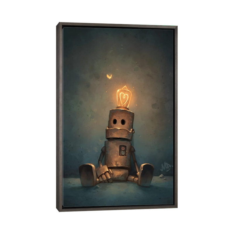 Décoration murale Patience Kids, H 60 po x l 40po x P 1,5 po, Toile avec cadre gris foncé rustique