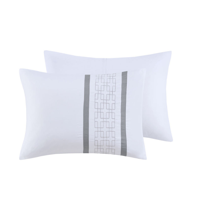 8 Piece Embroidered Comforter Set White, California King Comforter + 4 Shams + 2 Pillows