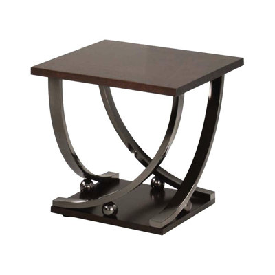 Modern Black Nickel End Table With Extra Shelf - 24 Inches Deep Bottom Sophisticated Furniture