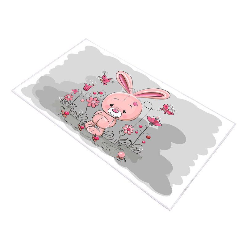 Rectangle Boda Machine Woven Polyamide Area Rug in Gray/Pink, Rectangle 3'11" x 5'11"
