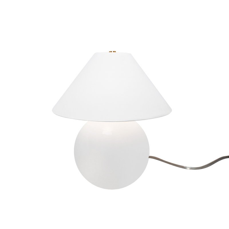 Lampe de table en céramique Caroldine, Blanc brillant / blanc brillant, H 12 po x l 11 po x P 11 po