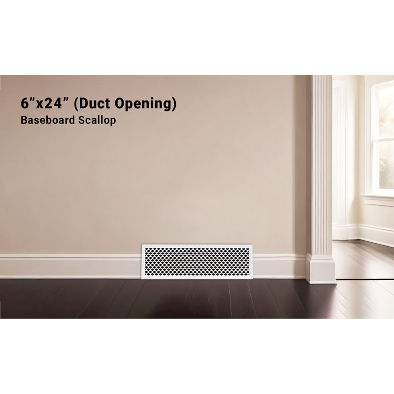 Ouverture de conduit de feston 6 po x 24 po (8 po x 26 po au total), Blanc, 8" x 26"