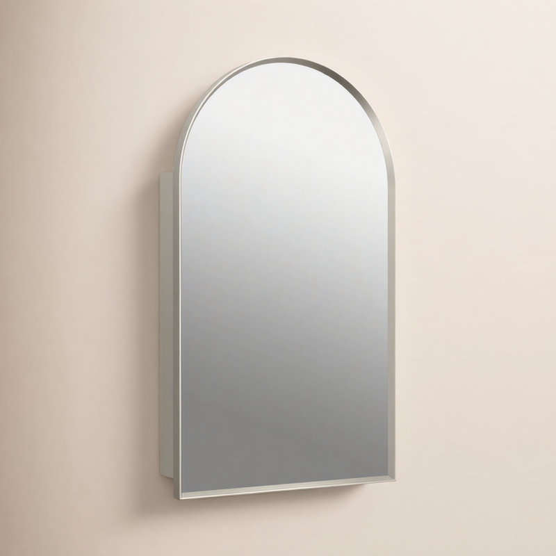 Verdera 20" X 34" Arched Framed Medicine Cabinet Left-Hinged, Brushed Nickel
