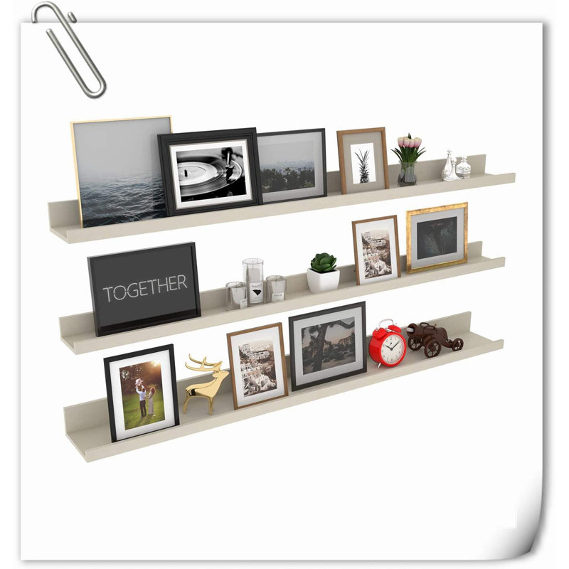 Chakera 3 Piece Wood Floating Shelf, Beige
