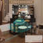 Dressing Table with Motion Sensor 3-colour lighting, Charging Socket, Storage Drawers and Stool-1480417175