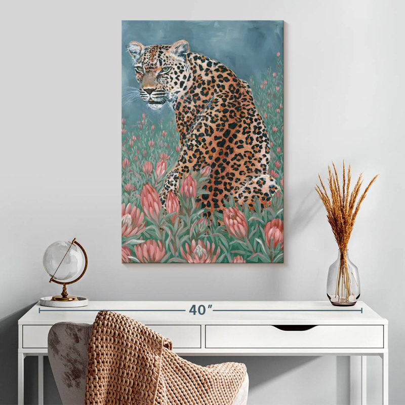 Brampt Leopard In The Flowers, 30" H x 20" W