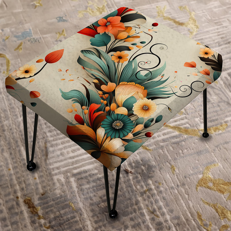 Retro Bouquet Revival - Eclectic Rectangle Ottoman