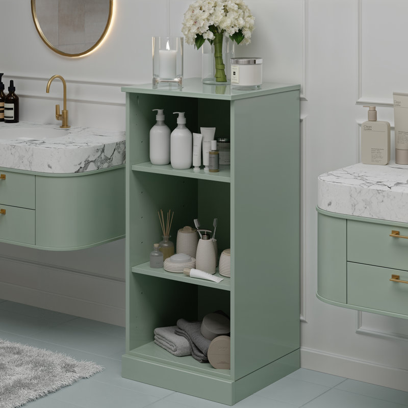 Armoire de salle de bain 100% bois massif avec tablettes réglables, Sauge, H 35,75 po x l 16,5 po x P 15,5 po
