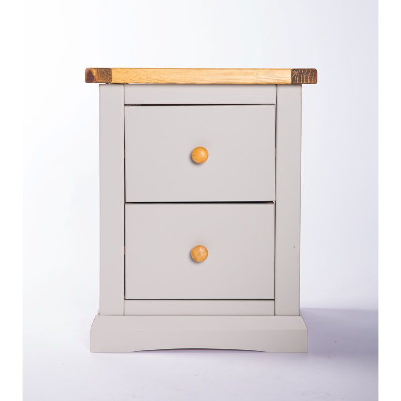 Emmert 45cm W Plywood / Laminate Board Bedside Table, Grey/White, Wood