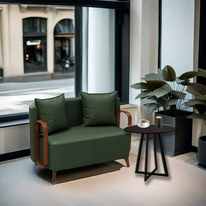 Banc rembourré en similicuir, Similicuir vert foncé