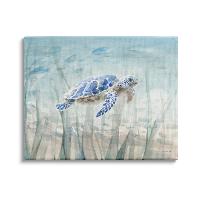 Baby Sea Turtle Blue Speckled Aquatic Animal Canvas Wall Art, 30 x 40