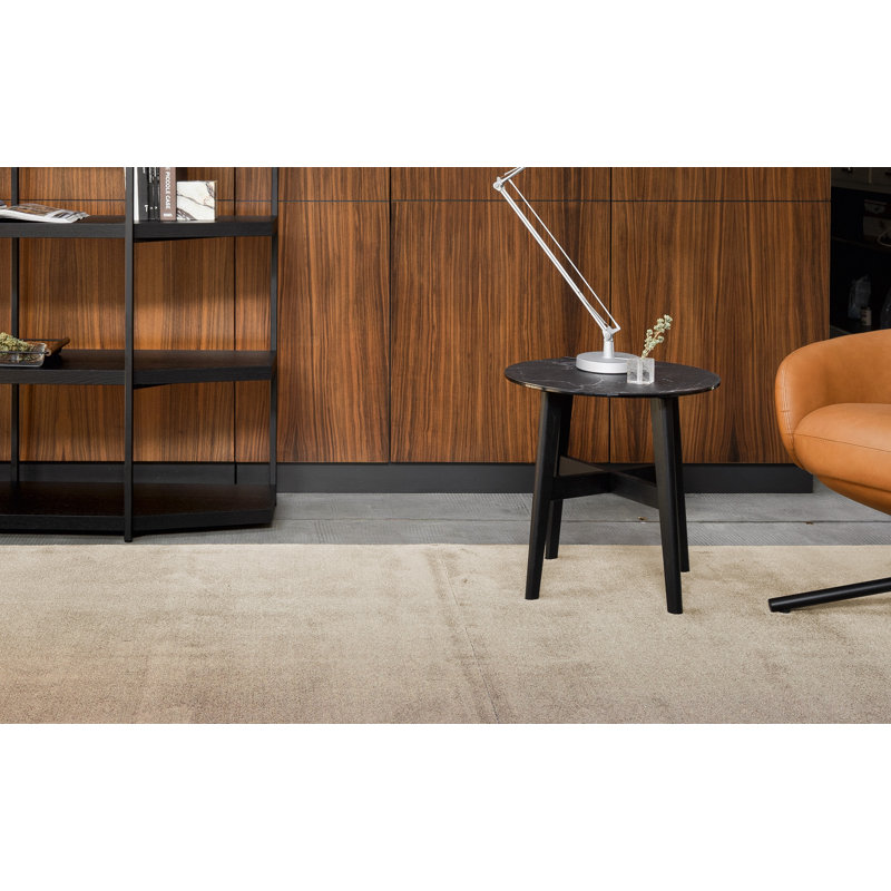 Abrey Round End Table with Wooden Base
