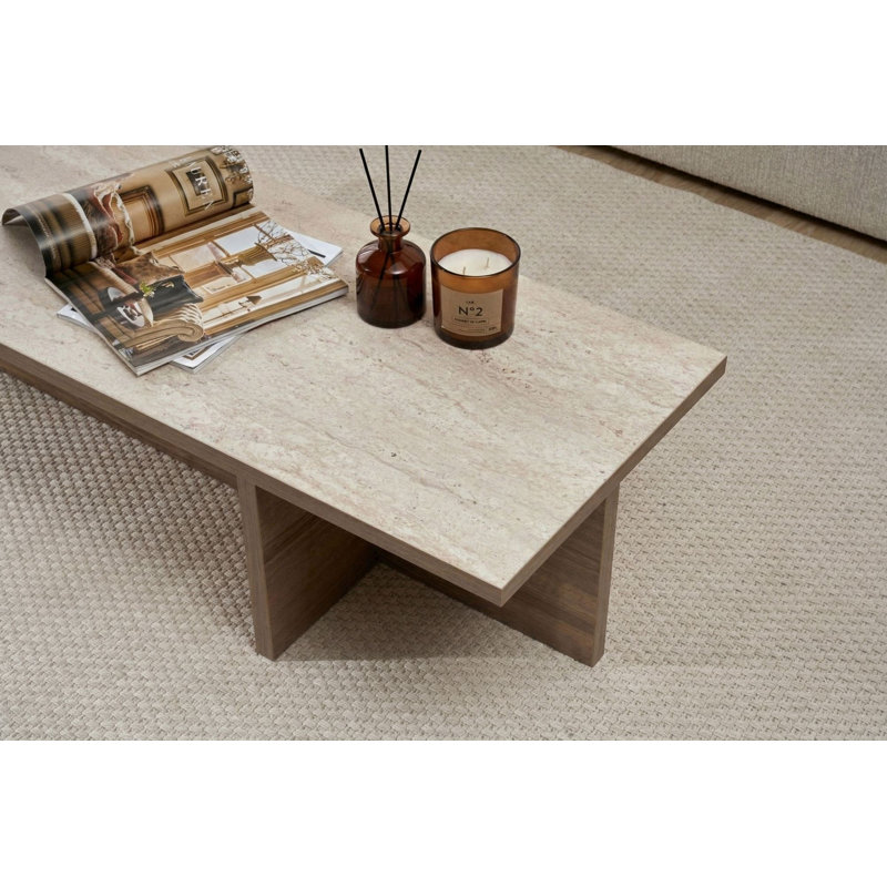 Coffee Table, Travertine Venezia Walnut