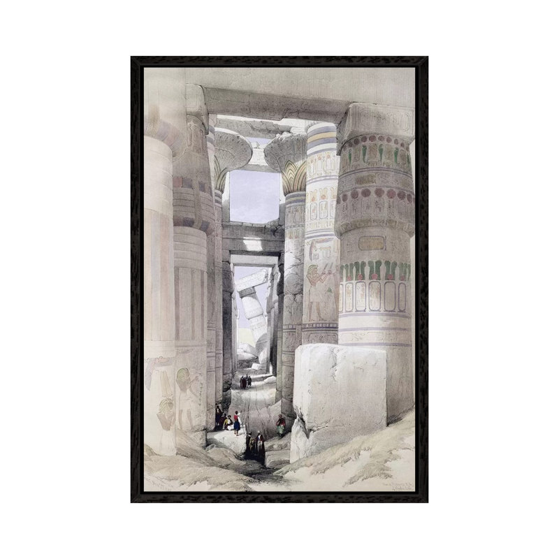View Through The Hall Of Columns, Karnak, From Egypt And Nubia, Vol.1 by David Roberts - Painting on Canvas, Black Framed