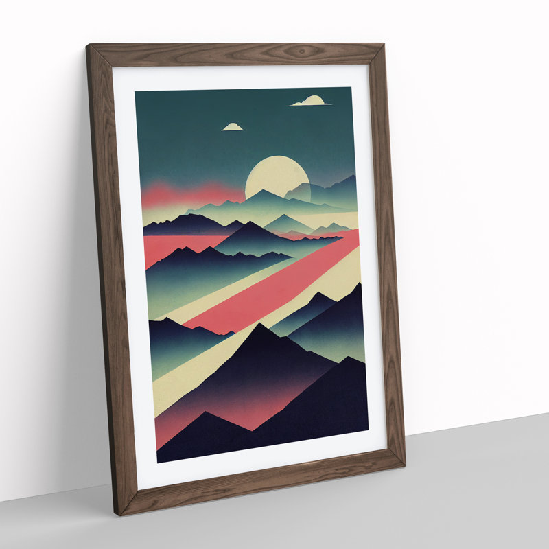XV1022-4361X Surreal Abstract Mountain Landscape No.2 - Single Picture Frame Print, 46cm H x 34cm W x 2cm D, Walnut