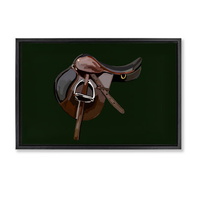 Western Horse Saddle Framed Floater Canvas by Amelia Noyes