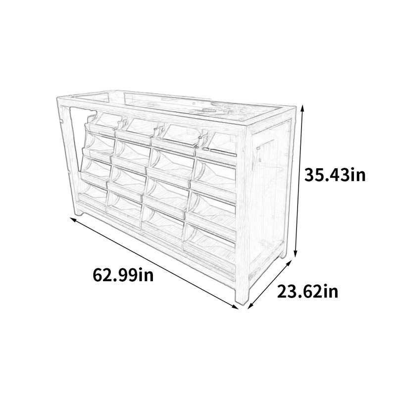 Armoire pour îlot central de style rétro, H 35,43 po x l 62,99 po x P 23,62 po