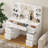 Raafay Vanity Table with Lights, Makeup Table with 7 Drawers and Side Shelf-1014022596
