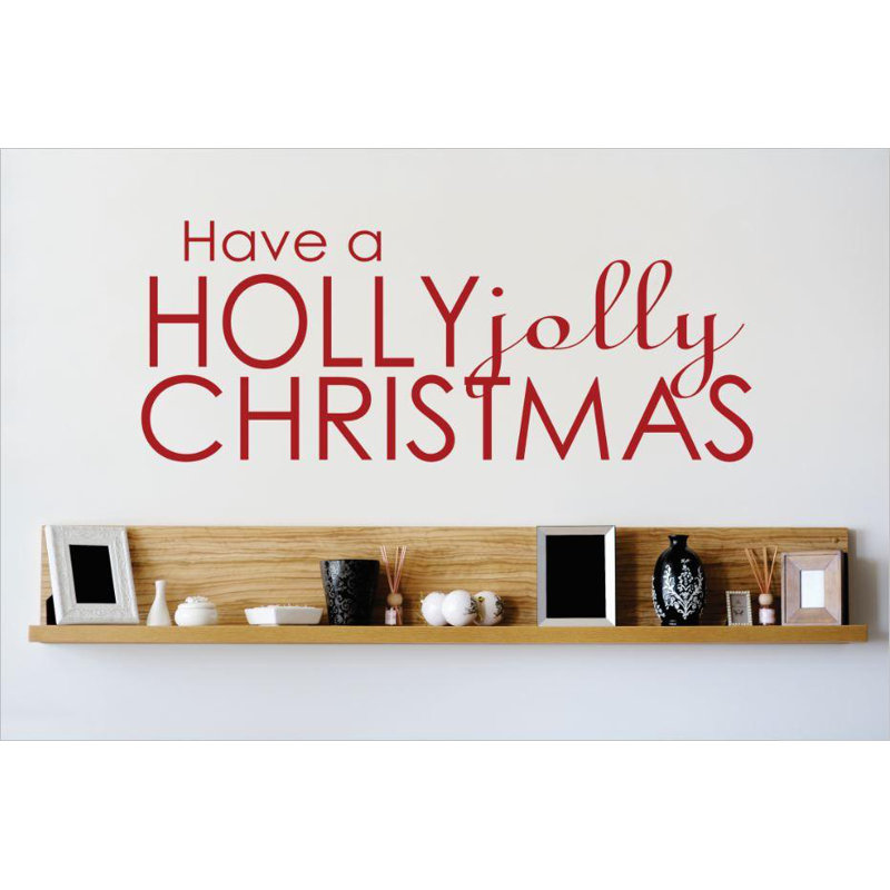 Décalcomanie murale de noël holly jolly, Rouge, H 14 po x l 30 po x P 0,16 po