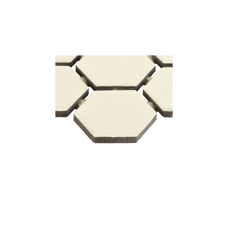 Color Wheel Mosaics 1.5" Hexagon Mosaic (Set of 12), Matte Biscuit