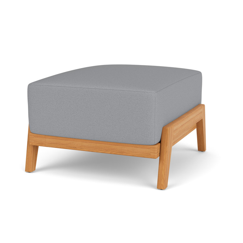 Alpine Rectangle Outdoor Teak Ottoman Patio Ottoman, Sandberg Pewter
