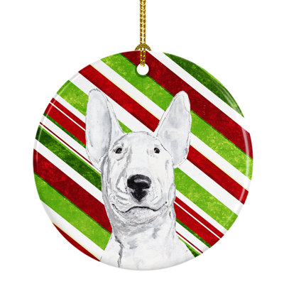 Ornement figurine suspendu en céramique bull terrier