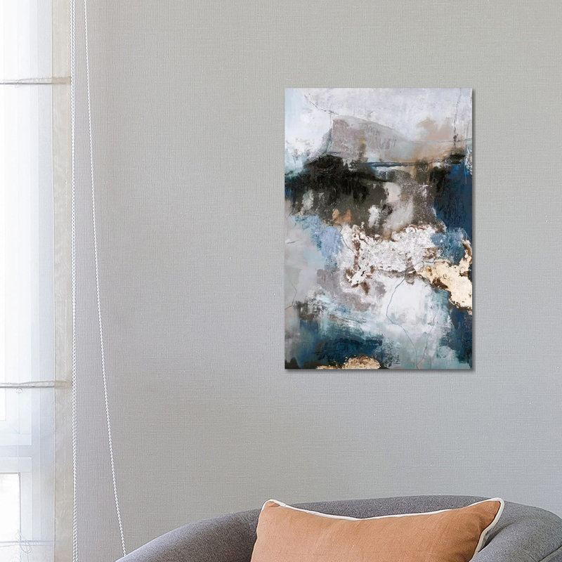 Waterfall - Painting on Canvas, 26" H x 18" W x 1.5" D, Black Framed Canvas