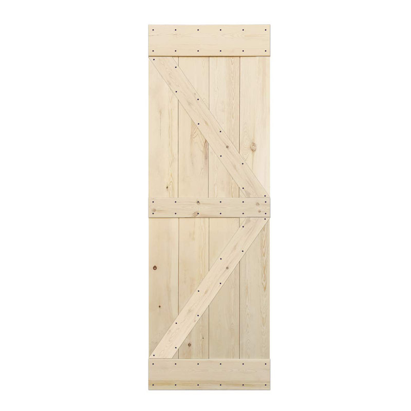 Porte de grange en bois lamellé-collé brut sans ensemble de quincaillerie d'installation, 54 po x 84 po
