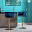 Tabourets de bar 2, revêtement en velours bleu marine, pieds dorés, repose-pieds et base, hauteur réglable de 2, siège, repose-pieds de base, mécanisme