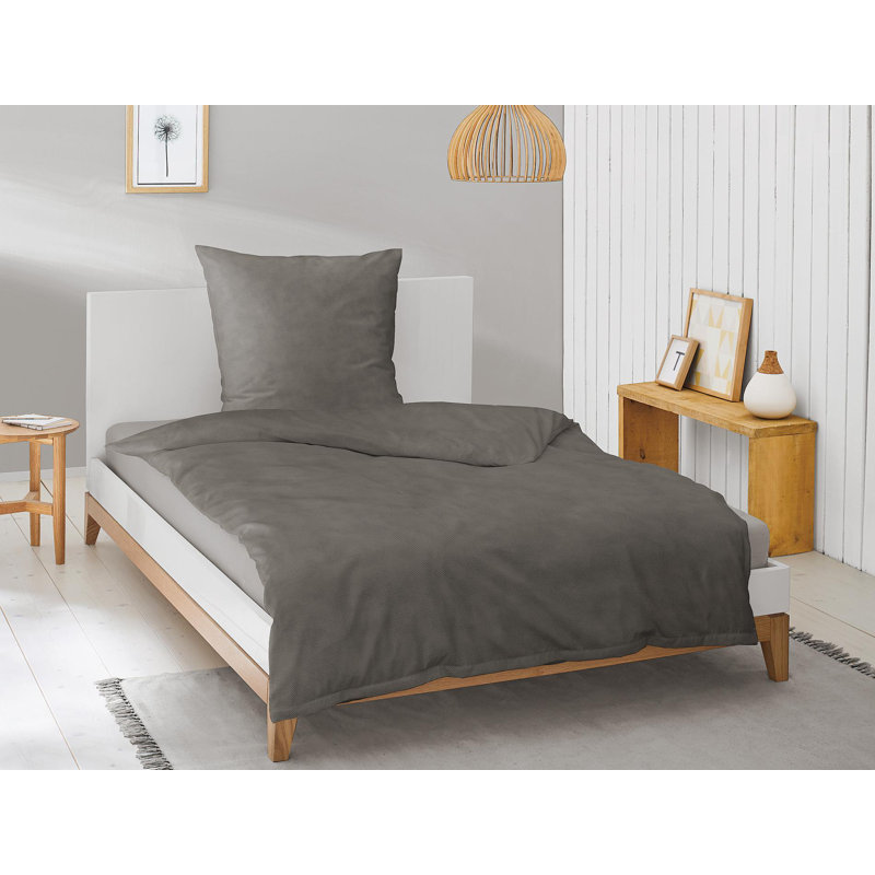 Feel Cotton 32 TC Duvet Cover Set, 155 x 220cm - 1 Pillowcase (80 x 80 cm), Graphite