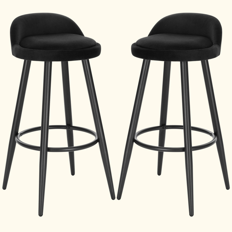 Aaser Upholstered Counter Stool with Metal Frame, Black