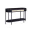 Bhargavi Transitional Oval Sofa Table with Wooden Top & Metal Legs in Black